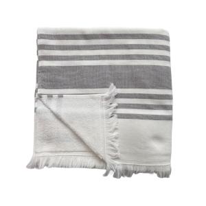 Fouta coton doublée éponge Karabuk" gris 140 x 180"