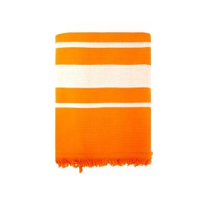 Fouta doublée éponge Caraibes" Mandarine  90x170"