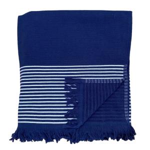 Fouta doublée éponge Paski"bleu marine 140x180"