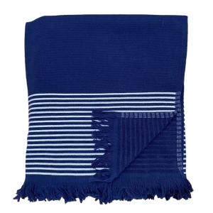 Fouta doublée éponge Paski" Bleu Marine 90x170"