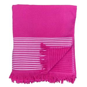 Fouta doublée éponge Paski" Fuchsia 140x180"