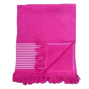 Fouta doublée éponge Paski" Fuchsia 90x170"