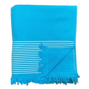 Fouta doublée éponge Paski" Turquoise 90x170"