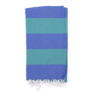 Fouta en coton avec franges bleu et vert 100x160cm