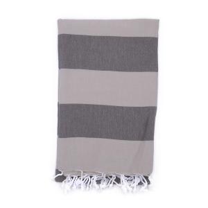 Fouta en coton avec franges taupe et beige 100x160cm