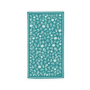 Fouta en coton bleu et blanc 90x160