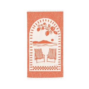 Fouta en coton orange et beige 90x160