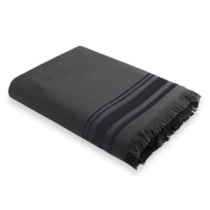 Fouta éponge coton gris ardoise / noir 100x180