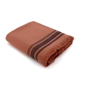 Fouta éponge coton rose argile / noir 100x180