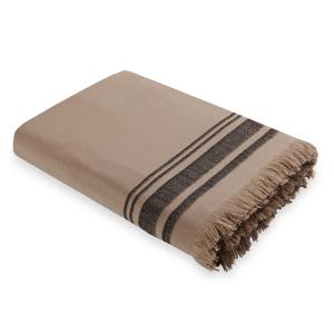 Fouta éponge coton sable / noir 100x180