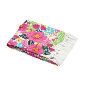 Fouta Fleurs Tropicales – 90x180 cm - 90x180cm - Rose