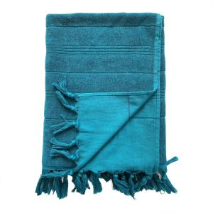 Fouta Hammam" éponge bouclette bleu canard  140x180cm"