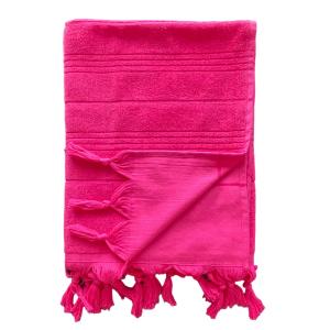 Fouta Hammam" éponge bouclette fuschia 140x180cm"