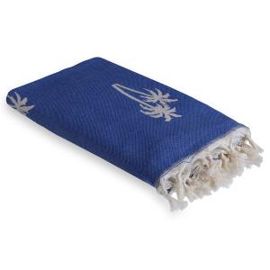 Fouta jacquard coton bleu grec 100x200