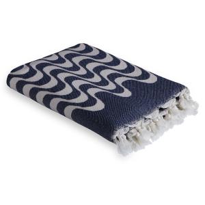 Fouta jacquard coton bleu marine 100x200