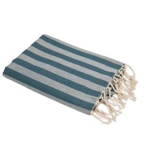 Fouta jacquard coton bleu pétrole 100x200