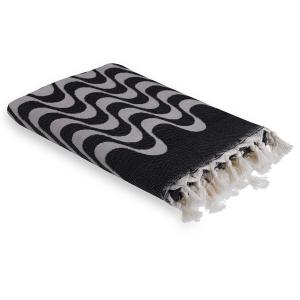 Fouta jacquard coton noir 100x200