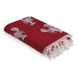 Fouta jacquard coton rouge 100x200