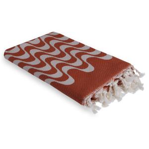 Fouta jacquard coton terracotta 100x200