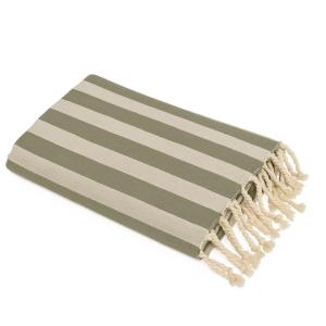 Fouta jacquard coton vert olive 100x200
