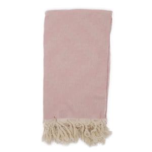 Fouta losanges 100% coton avec franges rose 100x170cm