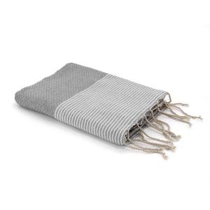 Fouta nid d'abeille coton 100x200 gris perle