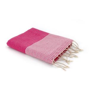 Fouta nid d'abeille coton 100x200 rose fuchsia