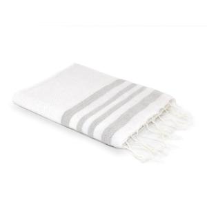 Fouta nid d'abeille coton blanc / argent 100x200