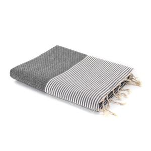 Fouta nid d'abeille coton gris moyen 100x200