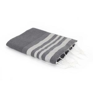 Fouta nid d'abeille coton gris moyen / argent 100x200