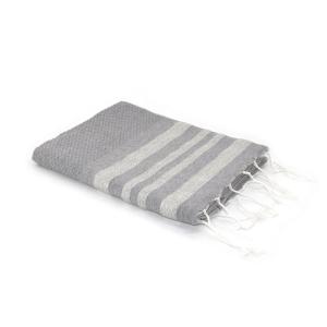 Fouta nid d'abeille coton gris perle / argent 100x200