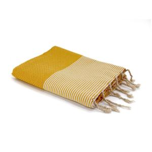 Fouta nid d'abeille coton jaune safran 100x200