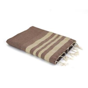 Fouta nid d'abeille coton moka / or 100x200