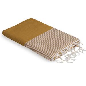 Fouta nid d'abeille coton moutarde 100x200