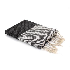 Fouta nid d'abeille coton noir 100x200