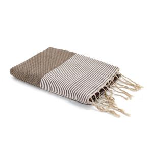 Fouta nid d'abeille coton taupe clair 100x200