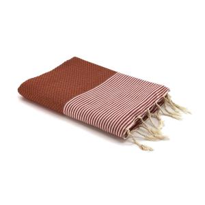 Fouta nid d'abeille coton terracotta 100x200