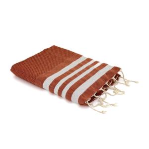 Fouta nid d'abeille coton terracotta / argent 100x200