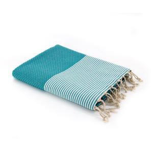 Fouta nid d'abeille coton vert canard 100x200