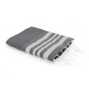 Fouta nid d'abeille lurex coton 100x200 gris moyen / argent