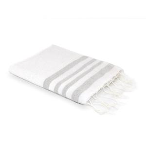 Fouta nid d'abeille lurex coton blanc / argent 100x200