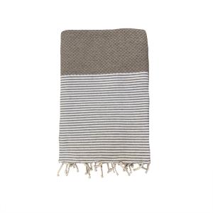 Fouta nid d'abeille traditionnelle  Mikanda" Taupe 200x200"