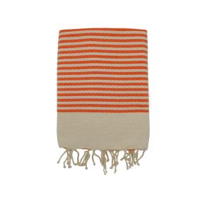 Fouta nid d'abeille traditionnelle   ''Yadara'' Orange 200x…