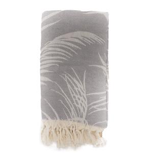 Fouta palmiers 100% coton avec franges grise 100x180cm