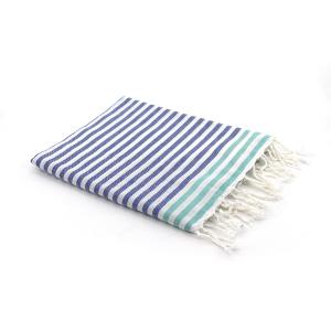 Fouta paréo coton 100x200 bleu grec / vert turquoise