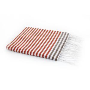 Fouta paréo coton terracotta / taupe clair 100x200