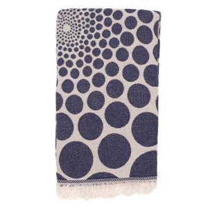 Fouta pois en coton avec franges bleu marine 95x170cm