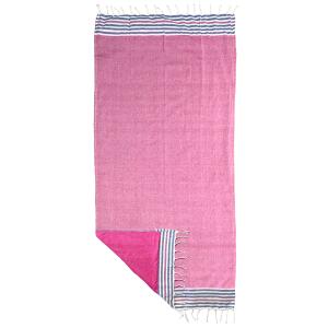 Fouta serviette de plage rose en coton 90x170 cm