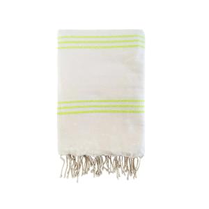 Fouta traditionnelle Calliope"  100x200cm 190g/m² Écru/Lime…