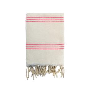 Fouta traditionnelle Calliope"  100x200cm 190g/m² Écru/Pink…